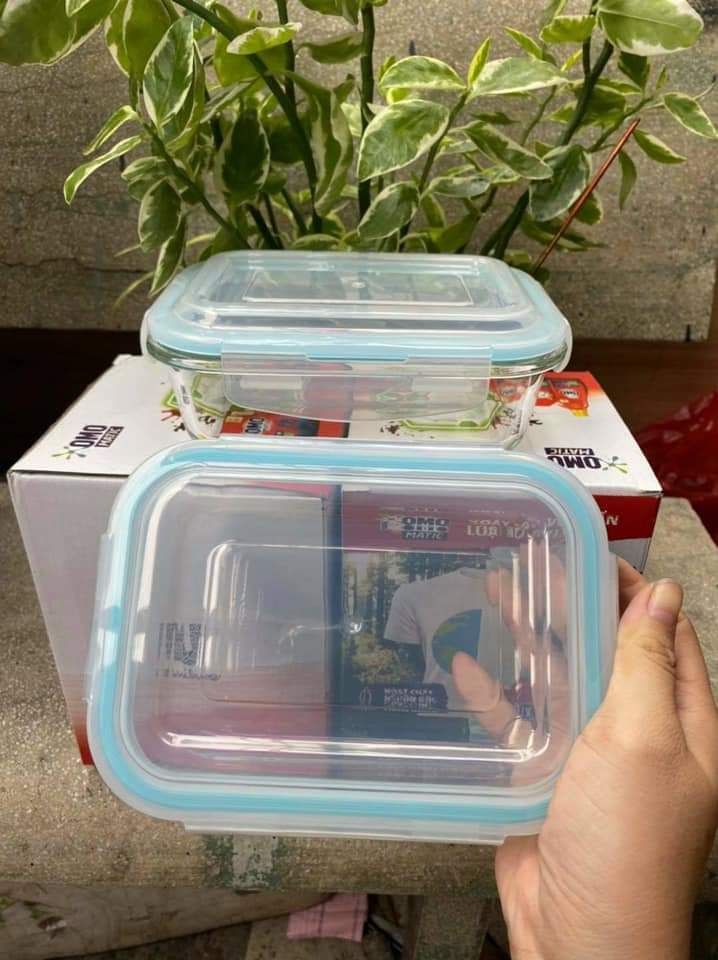 Thố thủy tinh 640ml nắp xanh